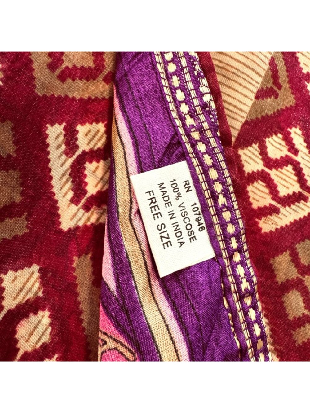 Festival Boho Wrap Midi Skirt Reversible Dopamine Size M Vibrant Purple Pink - Picture 7 of 7